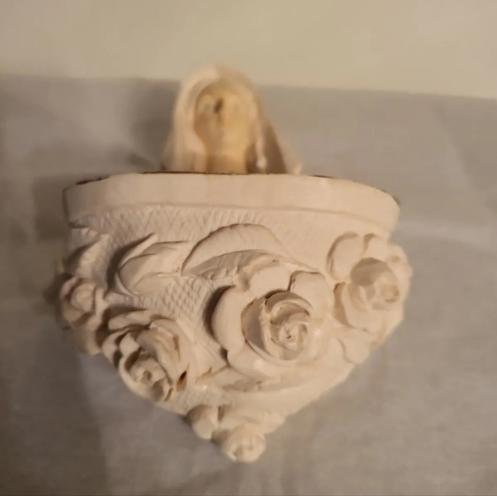 Vintage Holy Water Font Dipinto A Mano Made in Italy Holy Mary Bless - Picture 3 of 9